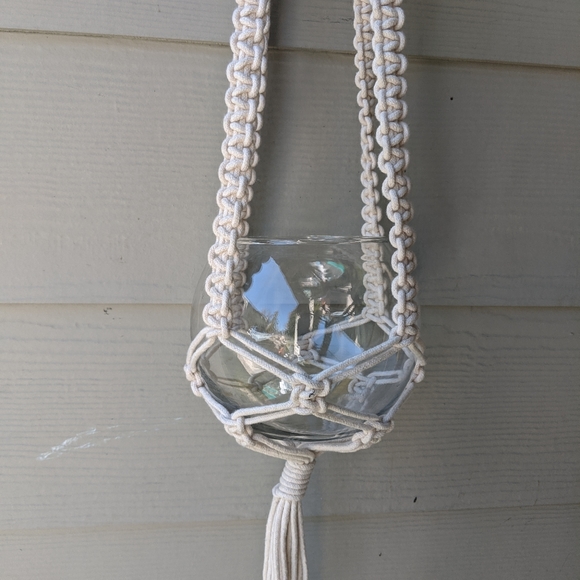 Beaded Macrame Succulent Hanger - Picture 2 of 7